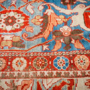 Antique Persian Sultanabad Carpet 13'2"×20'8" Ivory Field, Red Border, Floral Medallion, 1890s - detail view 7