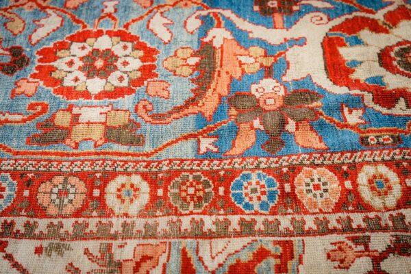 Antique persian sultanabad carpet 13'2"×20'8" ivory field, red border, floral medallion, 1890s - detail view 7
