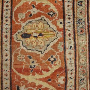 Antique Persian Sultanabad Carpet 22'2"×38'2" Slate & Salmon, Monumental Floral, Circa 1890 - detail view 11
