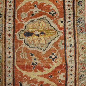 Antique Persian Sultanabad Carpet 22'2"×38'2" Slate & Salmon, Monumental Floral, Circa 1890 - detail view 3
