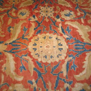 Antique Persian Sultanabad Rug 12'6"×14' Coral Red & Blue, 1880s - detail view 8