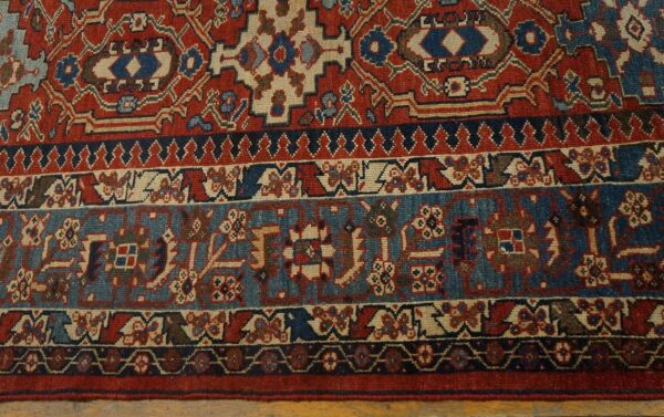 Antique persian sultanabad rug 12'6"×16'10" red geometric, circa 1890 - detail view 3