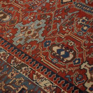 Antique Persian Sultanabad Rug 12'6"×16'10" Red Geometric, Circa 1890 - detail view 4