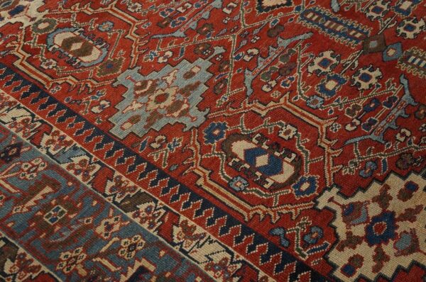 Antique persian sultanabad rug 12'6"×16'10" red geometric, circa 1890 - detail view 4
