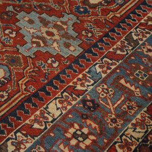 Antique Persian Sultanabad Rug 12'6"×16'10" Red Geometric, Circa 1890 - detail view 6
