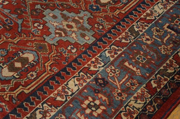 Antique persian sultanabad rug 12'6"×16'10" red geometric, circa 1890 - detail view 6