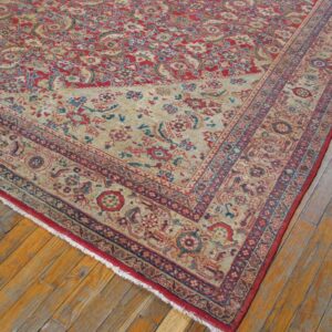 Antique Persian Sultanabad Rug 10'×13'6" Red Medallion, Circa 1890 - detail view 2
