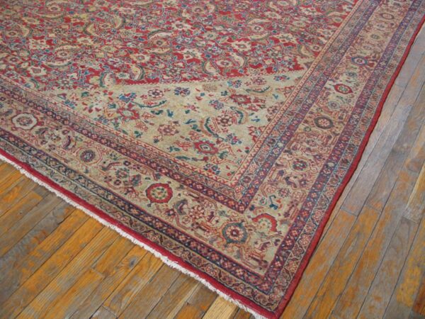 Antique persian sultanabad rug 10'×13'6" red medallion, circa 1890 - detail view 2