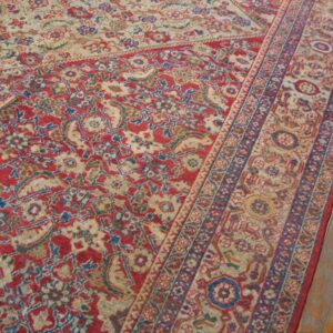 Antique Persian Sultanabad Rug 10'×13'6" Red Medallion, Circa 1890 - detail view 3
