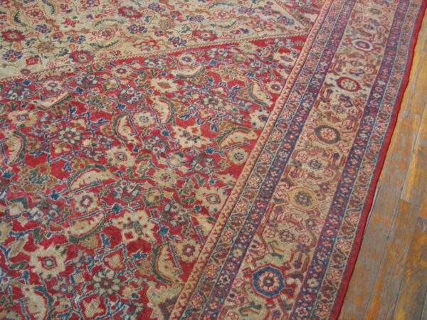 Antique persian sultanabad rug 10'×13'6" red medallion, circa 1890 - detail view 3