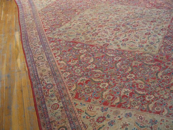 Antique persian sultanabad rug 10'×13'6" red medallion, circa 1890 - detail view 5