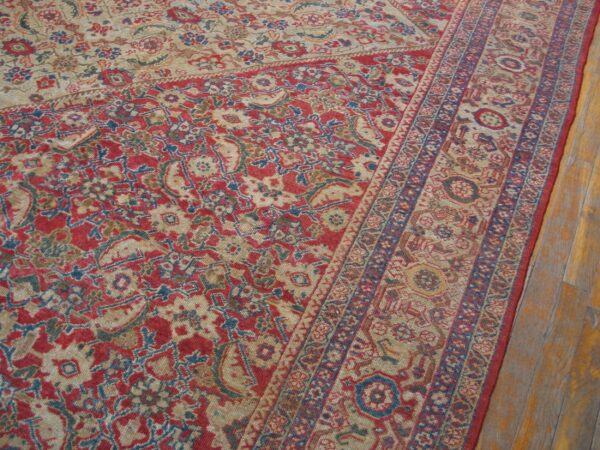 Antique persian sultanabad rug 10'×13'6" red medallion, circa 1890 - detail view 6