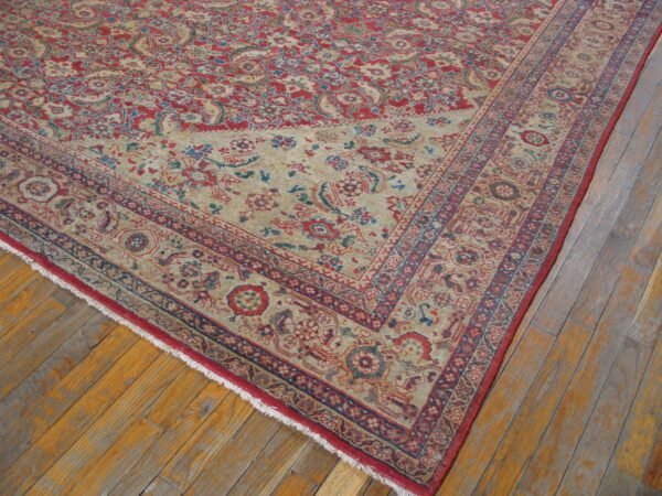 Antique persian sultanabad rug 10'×13'6" red medallion, circa 1890 - detail view 8
