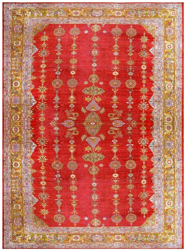Antique persian sultanabad rug 14'×19' red & moss green, small medallion, circa 1890