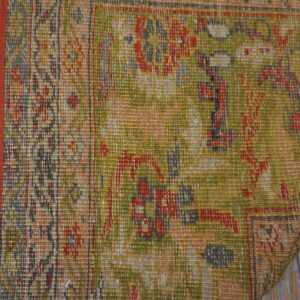 Antique Persian Sultanabad Rug 14'×19' Red & Moss Green, Small Medallion, Circa 1890 - detail view 5