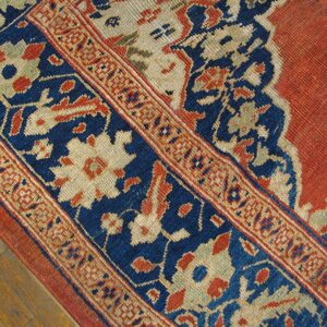 Antique Persian Sultanabad Rug 9'6"×12' Rust Field, Sky Blue Border, Circa 1880 - detail view 1