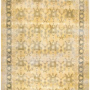 Antique Persian Tabriz Carpet 13'6"×24'8" Camel/Gold Garden Design, Circa 1920