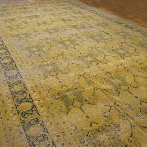 Antique Persian Tabriz Carpet 13'6"×24'8" Camel/Gold Garden Design, Circa 1920 - detail view 1