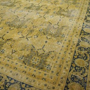 Antique Persian Tabriz Carpet 13'6"×24'8" Camel/Gold Garden Design, Circa 1920 - detail view 2