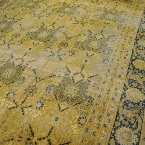 Antique Persian Tabriz Carpet 13'6"×24'8" Camel/Gold Garden Design, Circa 1920 - detail view 3