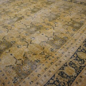 Antique Persian Tabriz Carpet 13'6"×24'8" Camel/Gold Garden Design, Circa 1920 - detail view 4