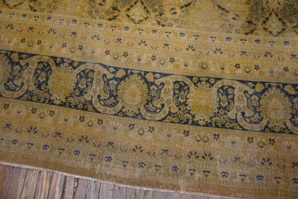 Antique persian tabriz carpet 13'6"×24'8" camel/gold garden design, circa 1920 - detail view 6