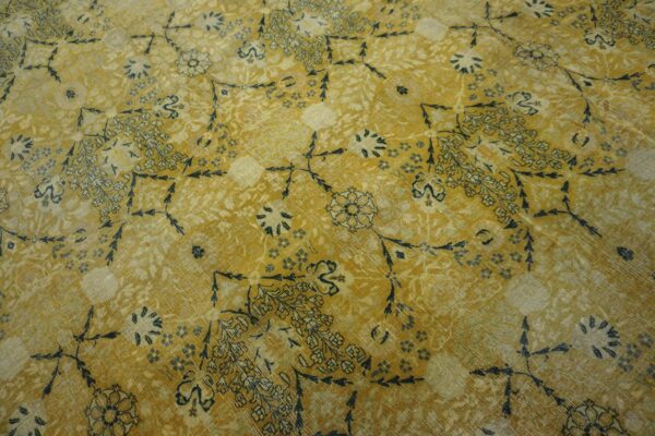 Antique persian tabriz carpet 13'6"×24'8" camel/gold garden design, circa 1920 - detail view 8