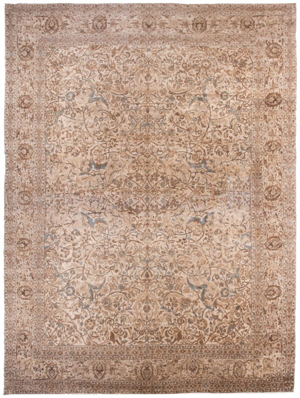 Antique persian tabriz carpet 18'4"×24'8" ivory field, late 19th century
