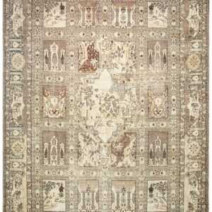 Antique Persian Tabriz Carpet, Late 19th Century, Hand-Knotted Wool