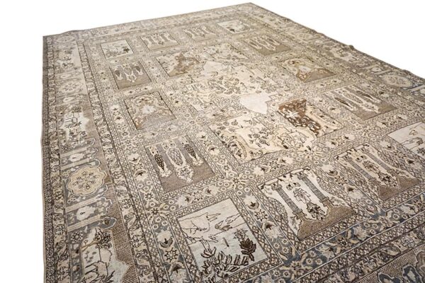Antique persian tabriz carpet, late 19th century, hand-knotted wool - detail view 5
