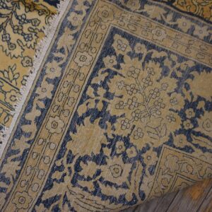 Antique Persian Tabriz Carpet 11'6"×16' Navy Mostofi Pattern, Rust Border, Circa 1920 - detail view 6