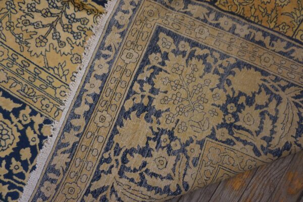Antique persian tabriz carpet 11'6"×16' navy mostofi pattern, rust border, circa 1920 - detail view 6