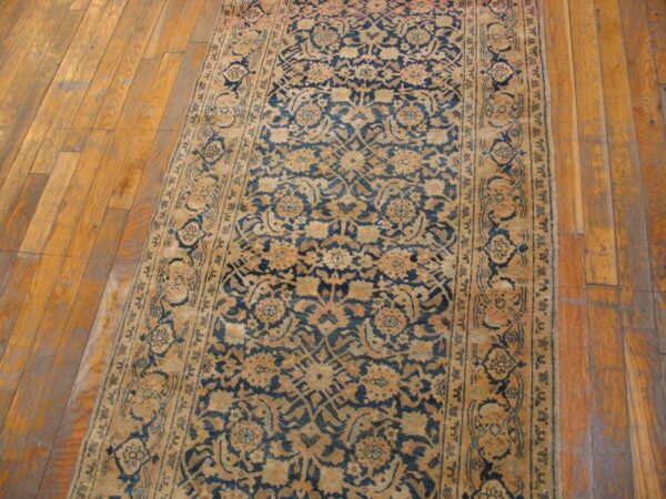 Antique persian tabriz carpet 2'8"×22'6" navy & peach long runner, early 20th century 3 Antique persian tabriz carpet 2'8"×22'6" navy & peach long runner, early 20th century - detail view 2
