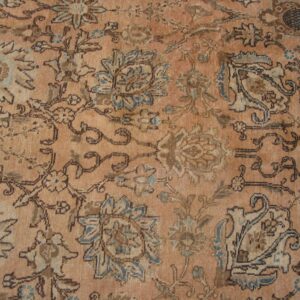 Antique Persian Tabriz Carpet 8'5"×11'9" Peach Geometric, Ivory Border, 1930s-40s - detail view 1