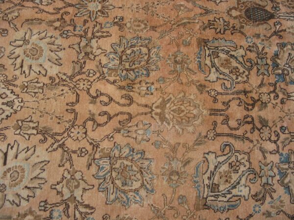 Antique persian tabriz carpet 8'5"×11'9" peach geometric, ivory border, 1930s-40s 2 Antique persian tabriz carpet 8'5"×11'9" peach geometric, ivory border, 1930s-40s - detail view 1