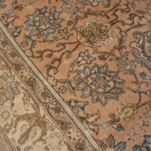 Antique Persian Tabriz Carpet 8'5"×11'9" Peach Geometric, Ivory Border, 1930s-40s - detail view 2