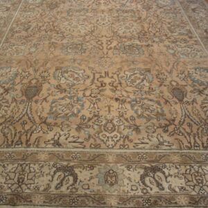 Antique Persian Tabriz Carpet 8'5"×11'9" Peach Geometric, Ivory Border, 1930s-40s - detail view 3
