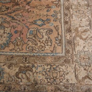Antique Persian Tabriz Carpet 8'5"×11'9" Peach Geometric, Ivory Border, 1930s-40s - detail view 4
