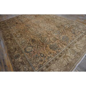Antique Persian Tabriz Carpet 8'5"×11'9" Peach Geometric, Ivory Border, 1930s-40s - detail view 5