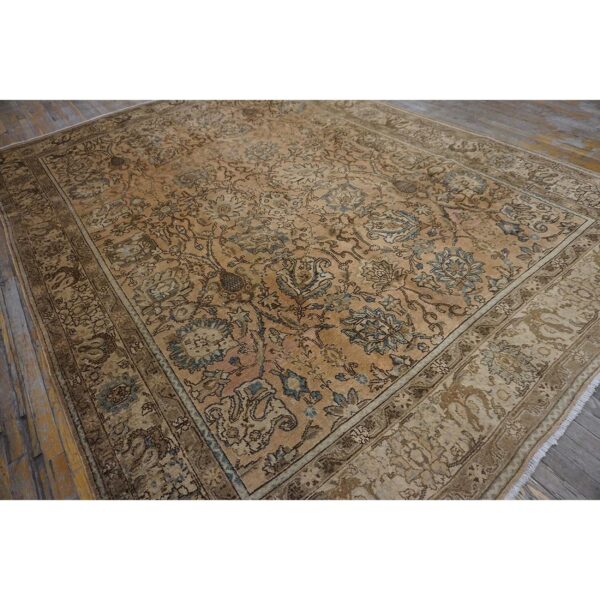 Antique persian tabriz carpet 8'5"×11'9" peach geometric, ivory border, 1930s-40s 6 Antique persian tabriz carpet 8'5"×11'9" peach geometric, ivory border, 1930s-40s - detail view 5