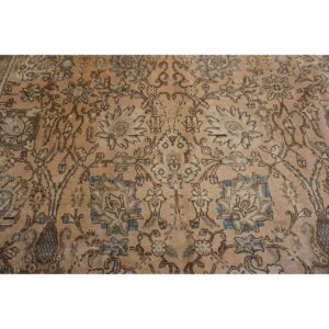 Antique Persian Tabriz Carpet 8'5"×11'9" Peach Geometric, Ivory Border, 1930s-40s - detail view 6