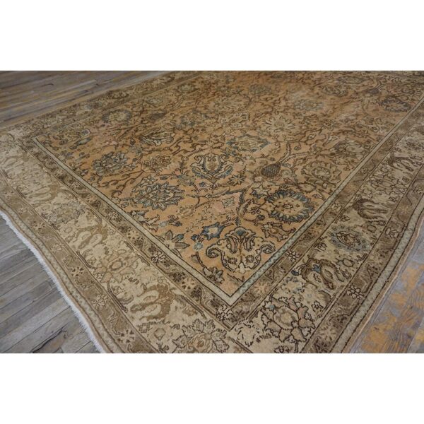 Antique persian tabriz carpet 8'5"×11'9" peach geometric, ivory border, 1930s-40s 9 Antique persian tabriz carpet 8'5"×11'9" peach geometric, ivory border, 1930s-40s - detail view 8