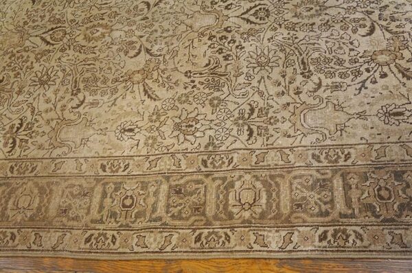 Antique persian tabriz carpet 6'6"×10' sand & grey floral, hand-knotted wool, circa 1930 6 Antique persian tabriz carpet 6'6"×10' sand & grey floral, hand-knotted wool, circa 1930 - detail view 5