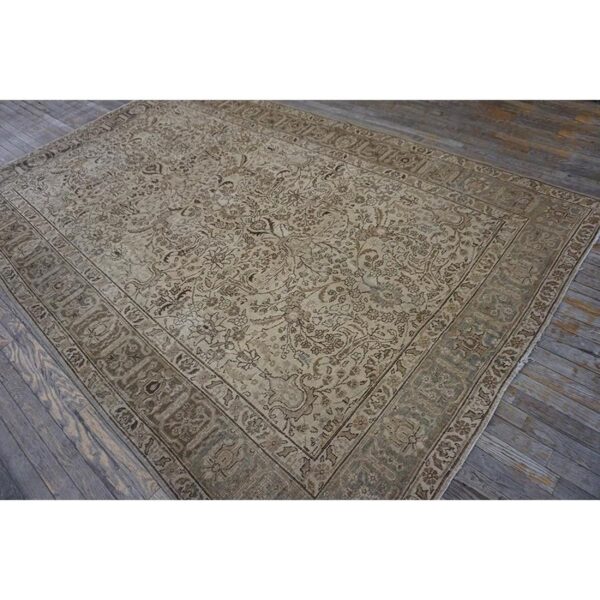 Antique persian tabriz carpet 6'6"×10' sand & grey floral, hand-knotted wool, circa 1930 7 Antique persian tabriz carpet 6'6"×10' sand & grey floral, hand-knotted wool, circa 1930 - detail view 6