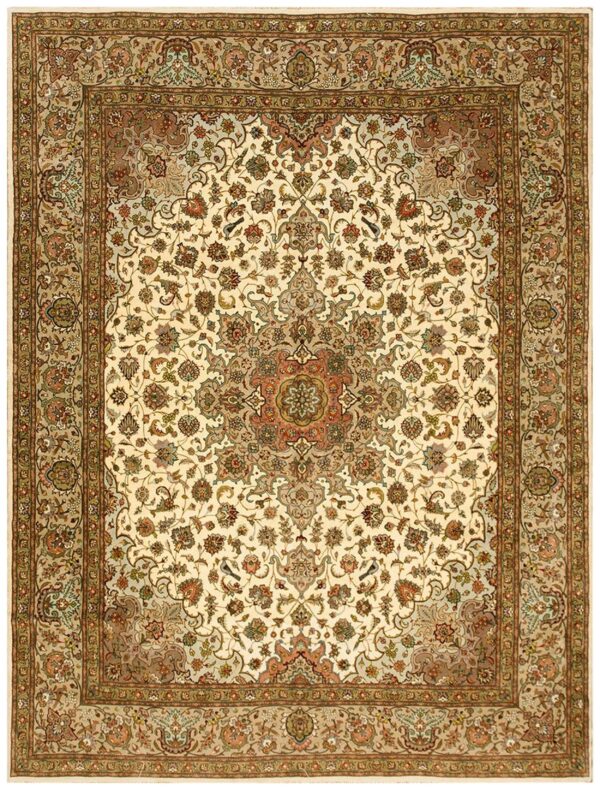 Antique persian tabriz rug, hand-knotted wool