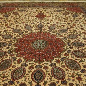 Antique Persian Tabriz Rug 11'7"Ã—16'6" Hand-Knotted Wool - detail view 1
