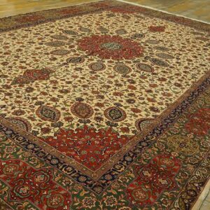 Antique Persian Tabriz Rug 11'7"Ã—16'6" Hand-Knotted Wool - detail view 2