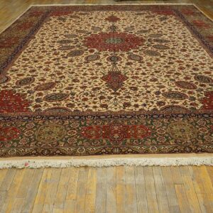 Antique Persian Tabriz Rug 11'7"Ã—16'6" Hand-Knotted Wool - detail view 3
