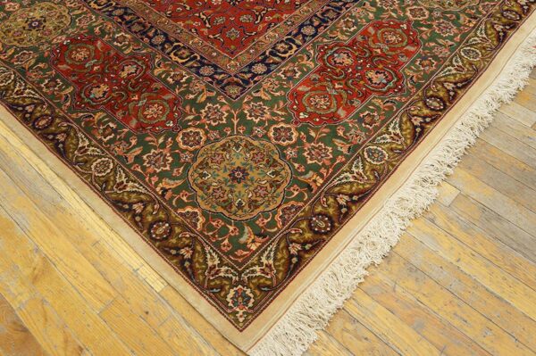 Antique persian tabriz rug 11'7"ã—16'6" hand-knotted wool - detail view 4