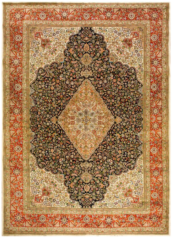 Antique persian tabriz rug 10'8"ã—15'4" hand-knotted wool